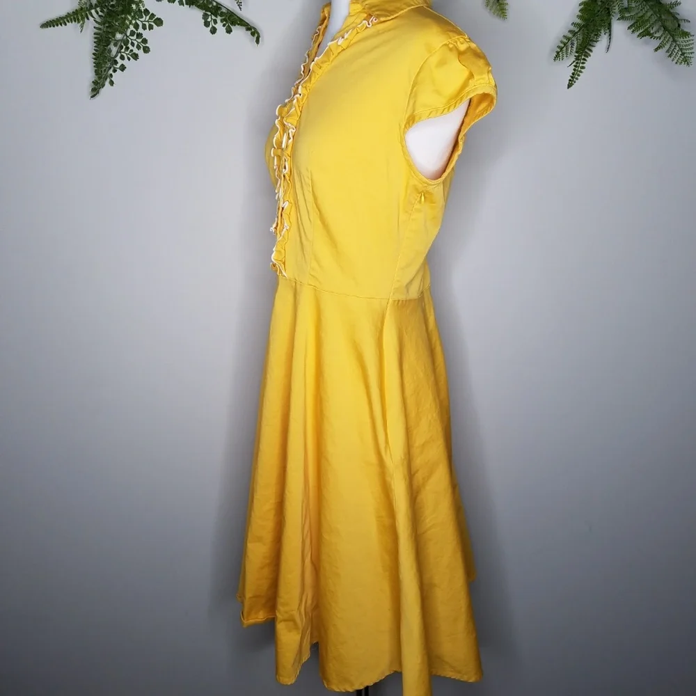 Yellow Ruffle Button-Up Dress - Picture 3 of 5